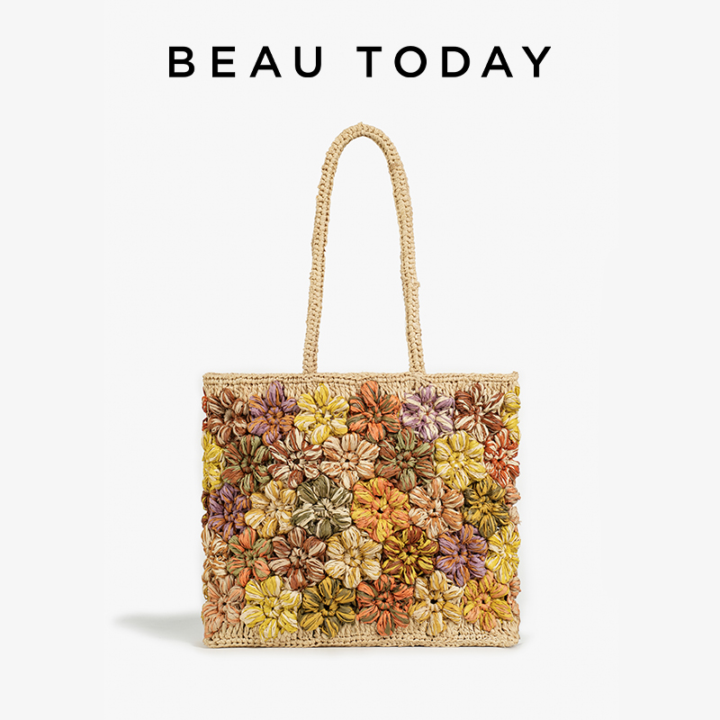 Women'S Raffia Bags - BEAUTODAY Tote Bags Women Raffia Mixed